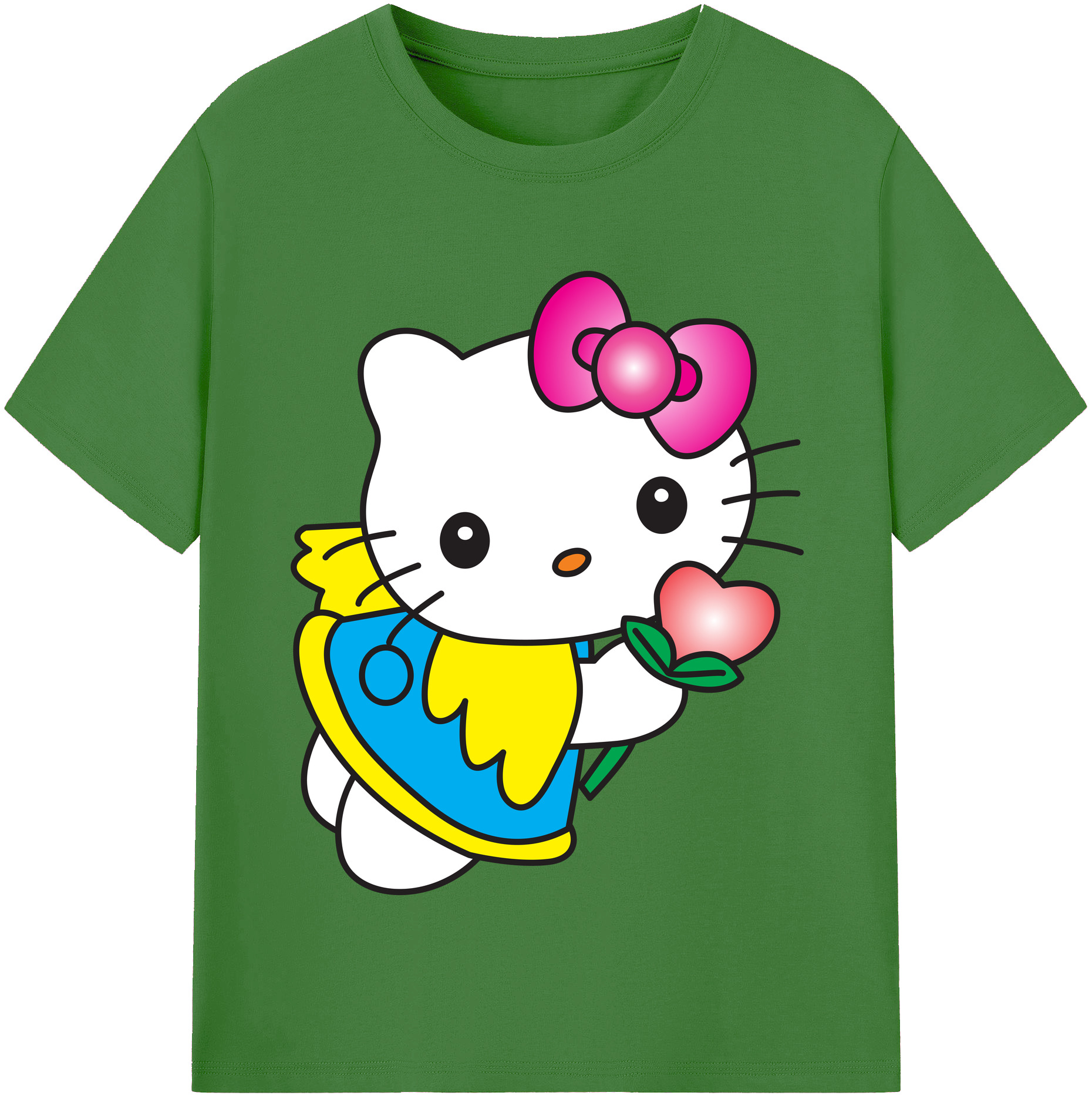 （画像用） Hello Kitty ハローキティ レディースカジュアルプリントTシャツ（綿100％）